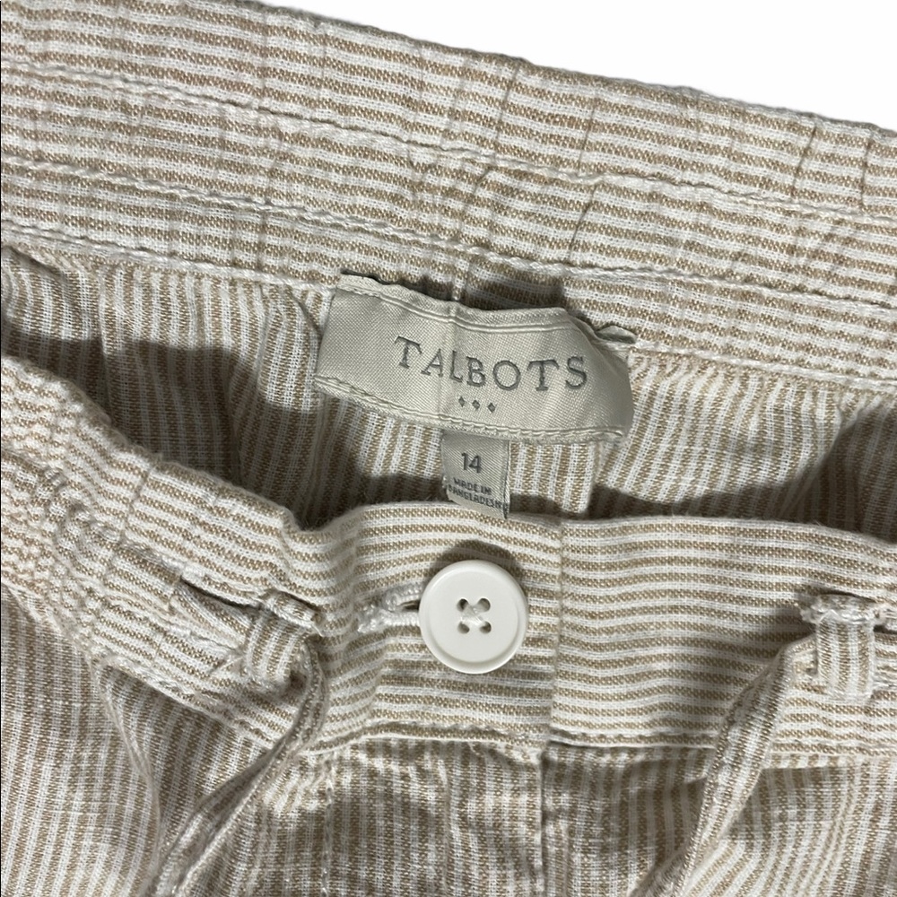 Talbots Striped Linen Drawstring Pants Size 14 - image 6